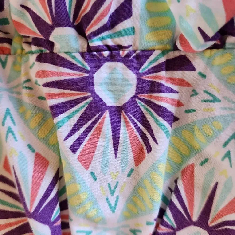 Tea 2t 100% cotton little girls summer sleeveless strappy blue green dress fisht